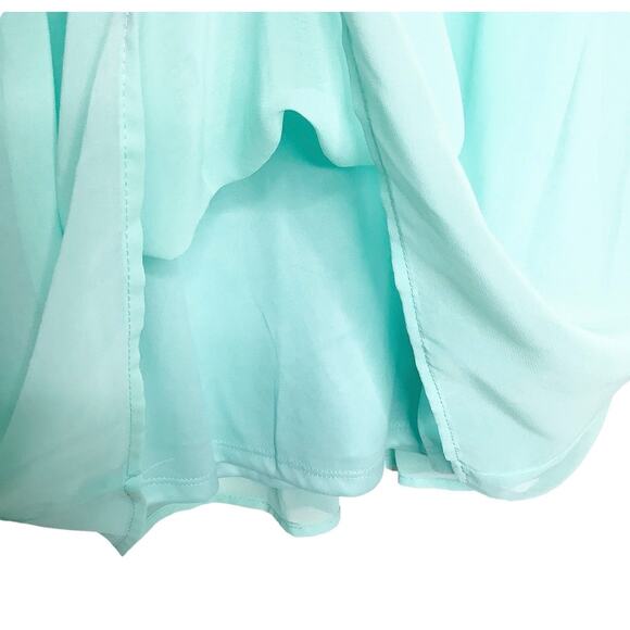 As U Wish Mint Green A Line Dress Sheer Lace Panel Lined XS - Picture 4 of 8